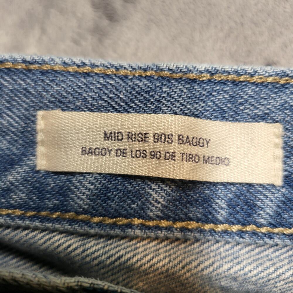 Universal Thread Jeans Womens 12 Blue Mid Rise 90s Baggy Wide-Leg Distressed - Picture 3 of 11